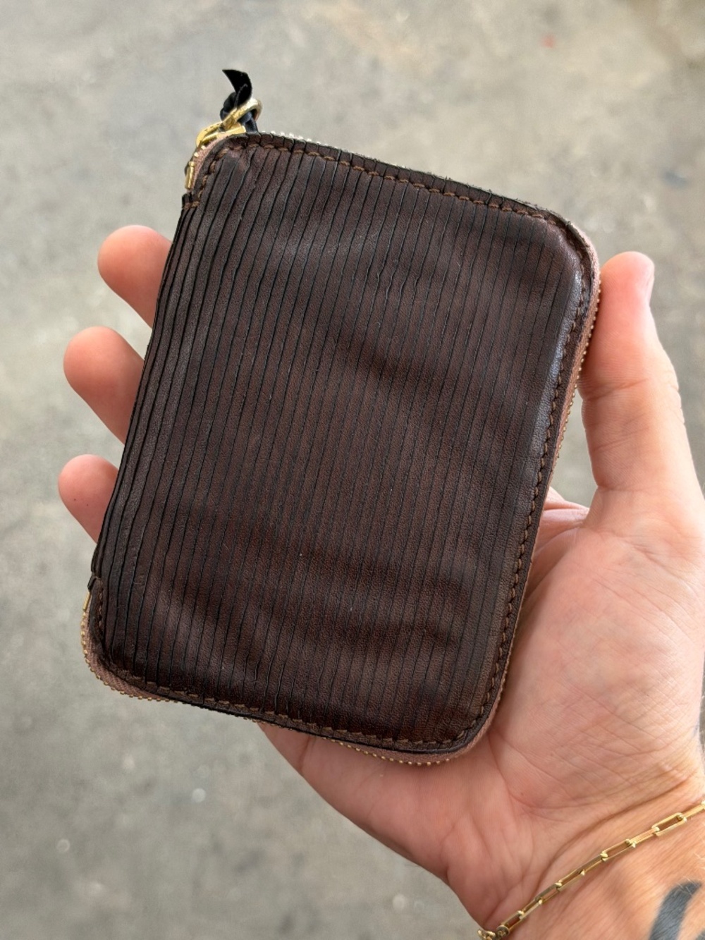Campomaggi Leather & Laser Engraved Zip Bifold Wallet in Moro
